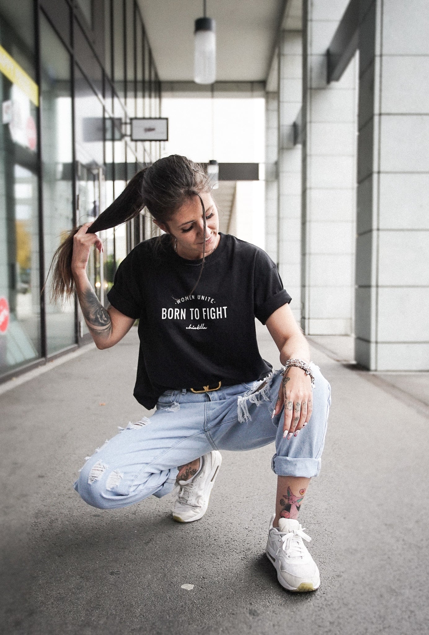 "Born To Fight" Boxy Tee - Black